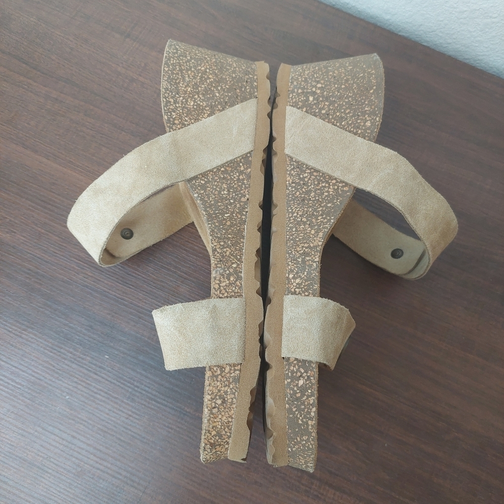 Yokono Leather Cork Wedge Sandals Size 7.5 - Picture 5 of 8